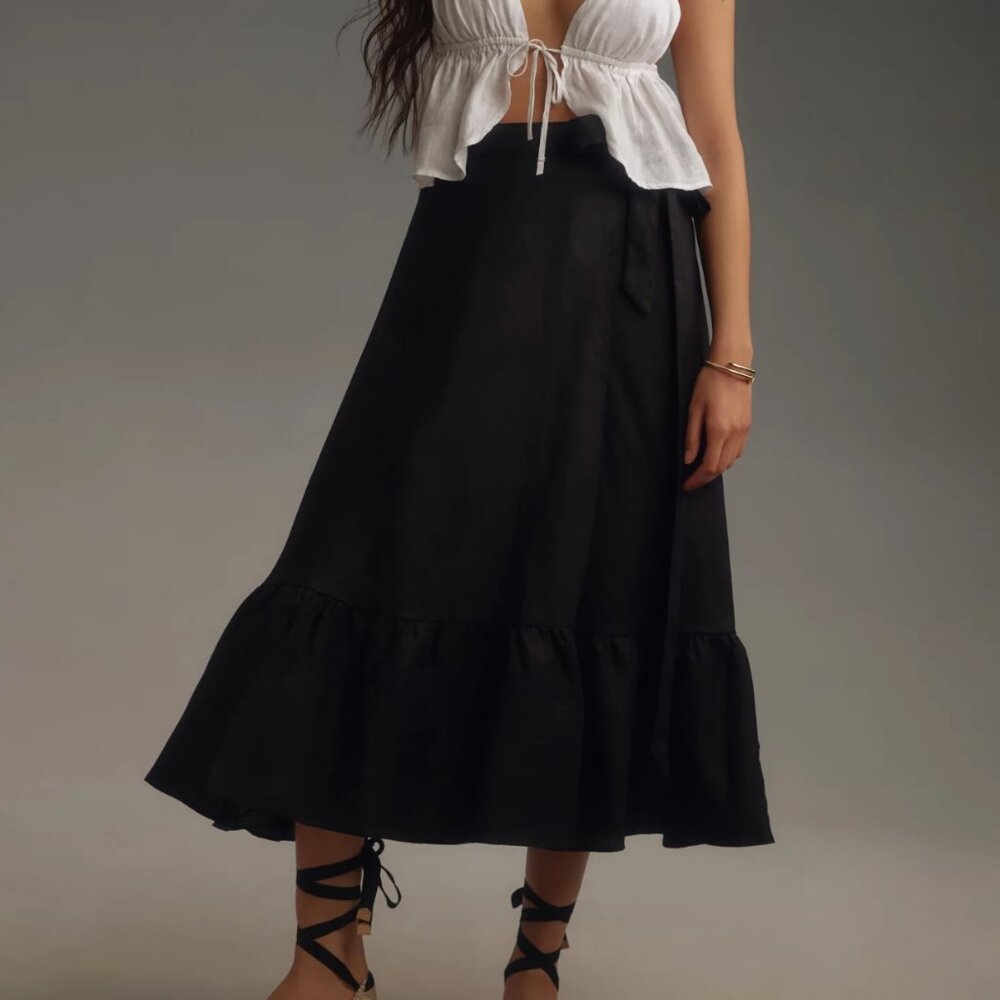Reformation Black Midi Skirt